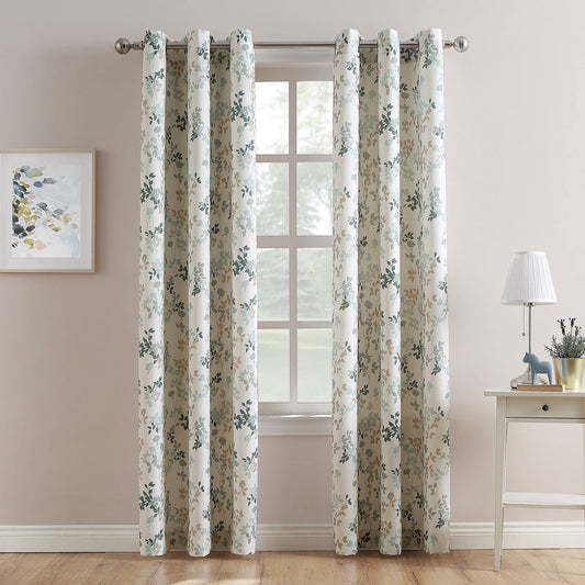 Linen Velvet Sabia Curtains-Modern Multi Colour Sheer Design-Steel Grommets -1 Piece 140W X 230L CM Beige*multicolour
