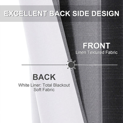 INtex Curtains Linen 100% Blackout Curtains for Bedroom Living Room Thermal Insulated Fabric -Room Darkening -Steel Grommet Window Curtains -1 Piece Ivory 140W X 250L CM