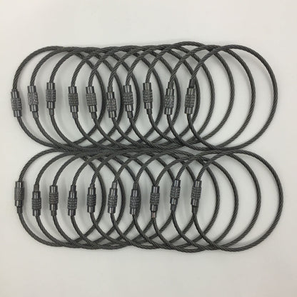 NC Baby Flower 20pcs Key Ring Keychain Aircraft Cable Wire Stainless Steel Gear Black Nickel 7.8 Ih(Dia.2mm)