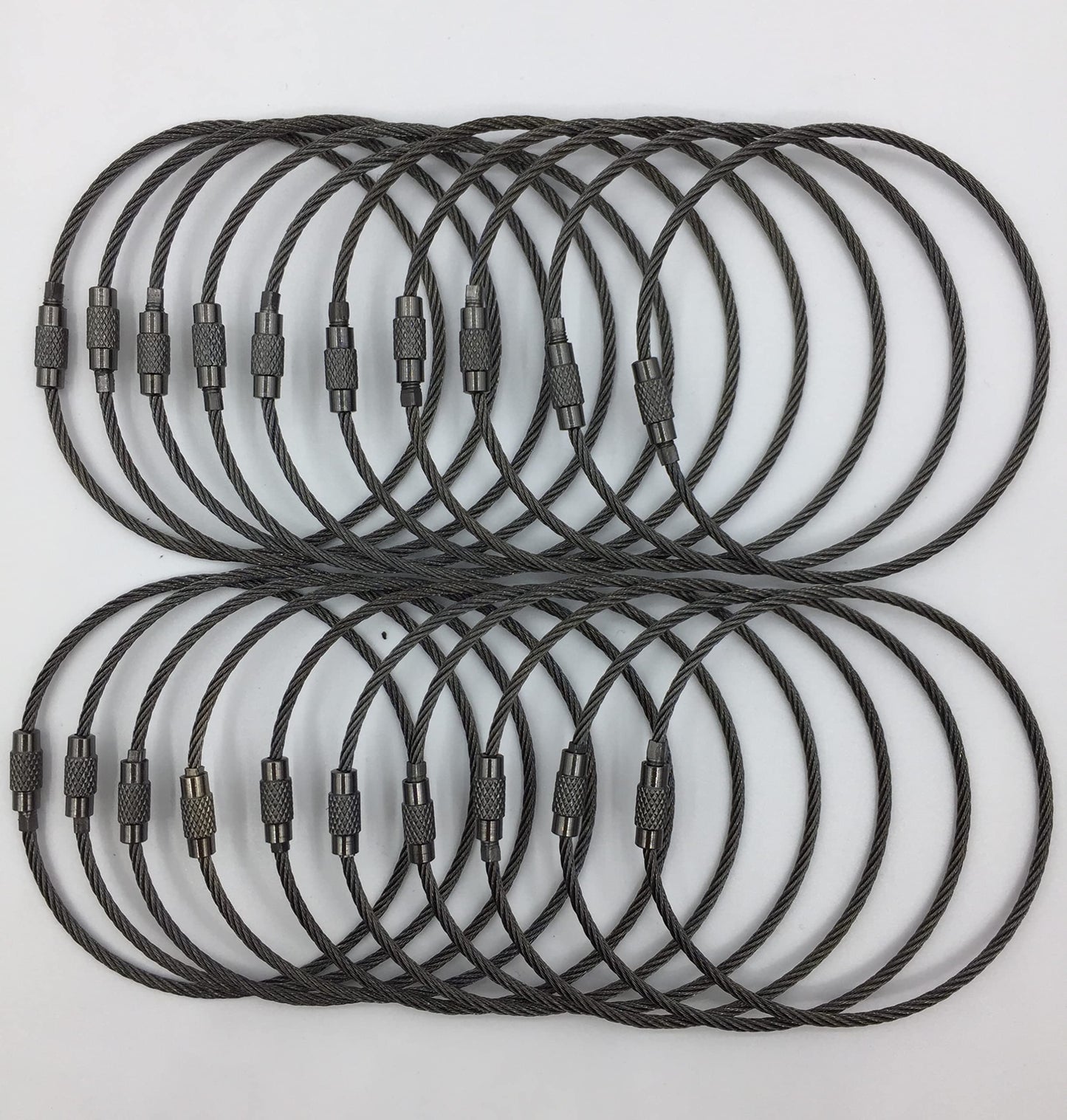 NC Baby Flower 20pcs Key Ring Keychain Aircraft Cable Wire Stainless Steel Gear Black Nickel 7.8 Ih(Dia.2mm)