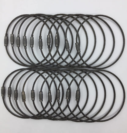 NC Baby Flower 20pcs Key Ring Keychain Aircraft Cable Wire Stainless Steel Gear Black Nickel 7.8 Ih(Dia.2mm)