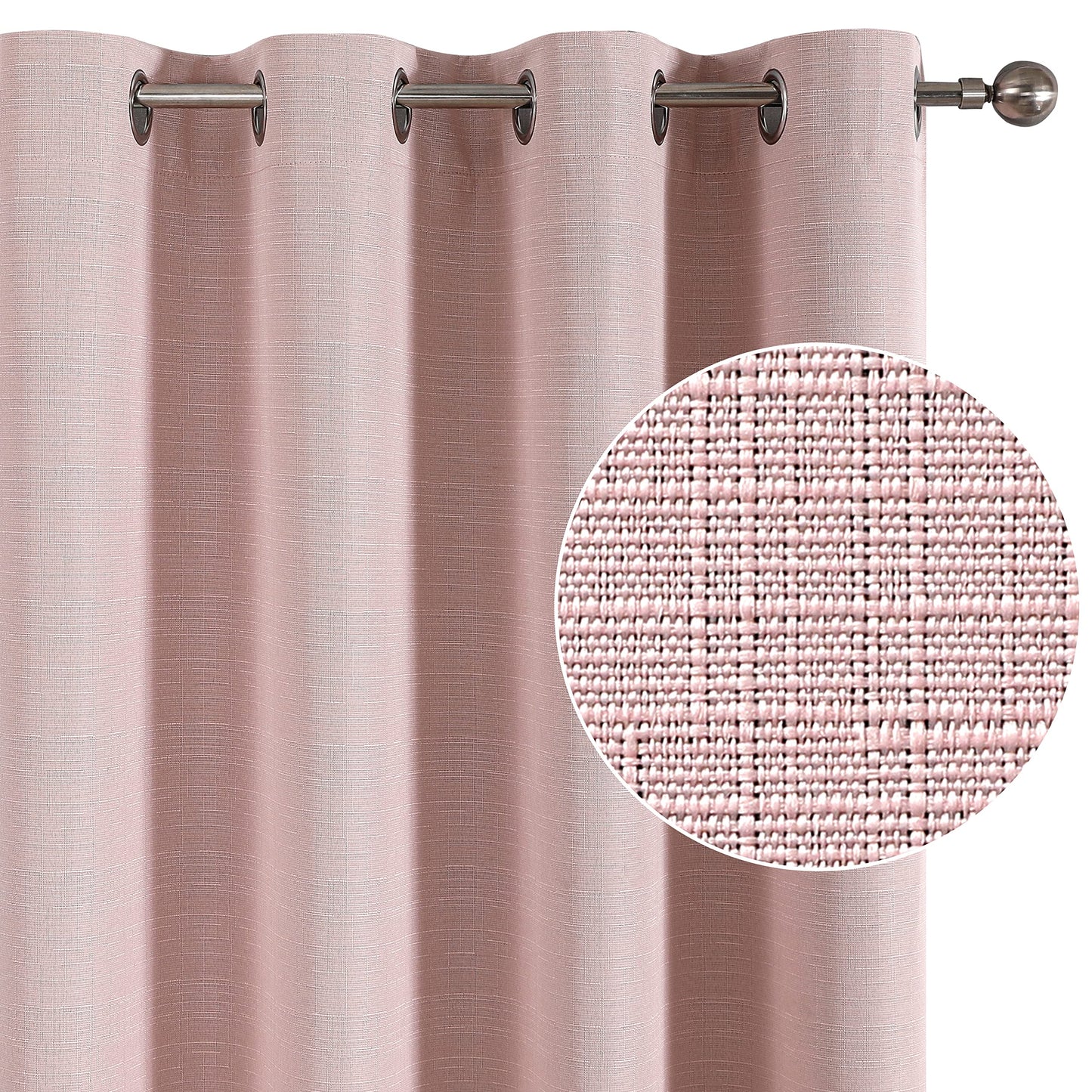 INtex Curtains Linen 100% Blackout Curtains for Bedroom Living Room Thermal Insulated Fabric -Room Darkening -Steel Grommet Window Curtains -1 Piece Ivory 140W X 250L CM