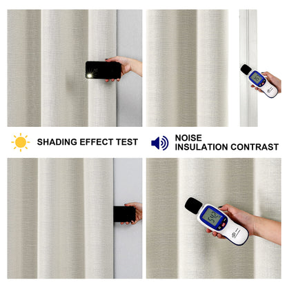 INtex Curtains Linen 100% Blackout Curtains for Bedroom Living Room Thermal Insulated Fabric -Room Darkening -Steel Grommet Window Curtains -1 Piece Ivory 140W X 250L CM
