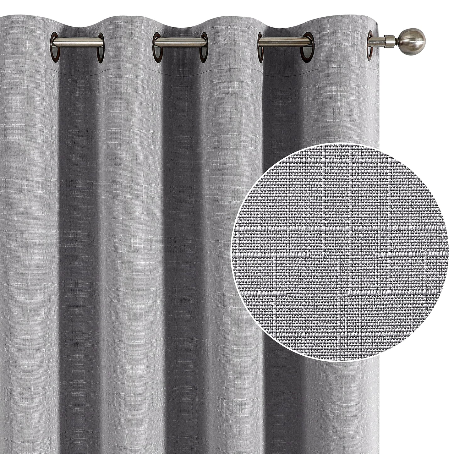 INtex Curtains Linen 100% Blackout Curtains for Bedroom Living Room Thermal Insulated Fabric -Room Darkening -Steel Grommet Window Curtains -1 Piece Ivory 140W X 250L CM