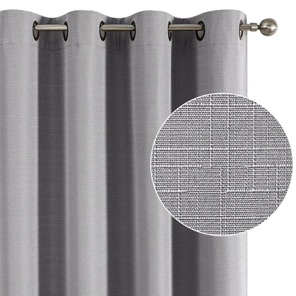 INtex Curtains Linen 100% Blackout Curtains for Bedroom Living Room Thermal Insulated Fabric -Room Darkening -Steel Grommet Window Curtains -1 Piece Ivory 140W X 250L CM